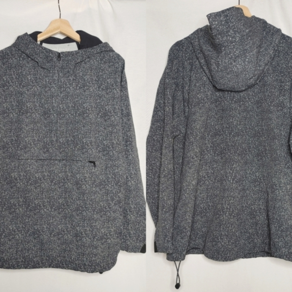 Outdoor Voices Stretch Crepe Anorak Pullover Half Zip Hooded Jacket Black Gray L